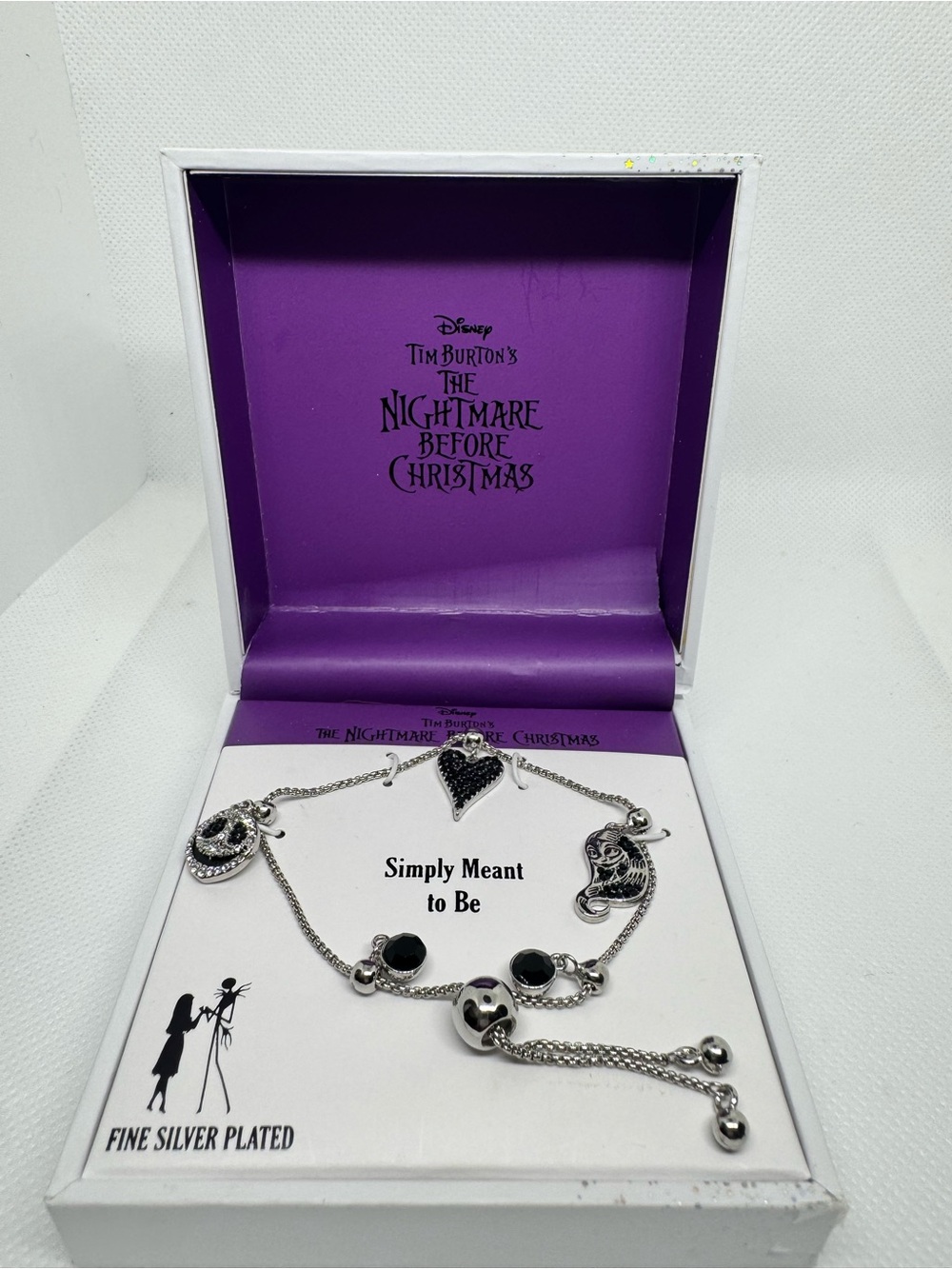 Disney The Nightmare Before Christmas Silver Bracelet with Black Accents
